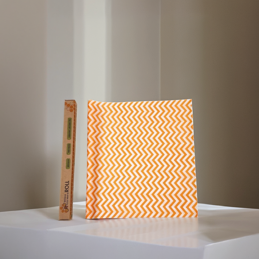 Emballage alimentaire réutilisable en cire d'abeilles Motif Orange - Rouleau 33 x 100cm